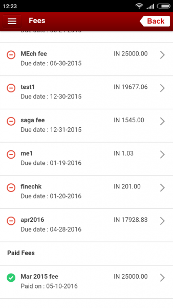 Fedena 3.5 Unpaid fees page