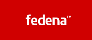 Fedena school management system logo with Red background